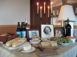 ancestor shrine with bread & wine